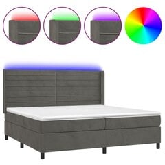 vidaXL atsperu gulta ar matraci, LED, tumši pelēks samts, 200x200 cm цена и информация | Кровати | 220.lv