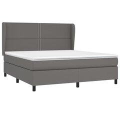 vidaXL atsperu gulta ar matraci, pelēka, 180x200 cm, mākslīgā āda cena un informācija | Gultas | 220.lv