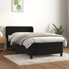 vidaXL atsperu gulta ar matraci, melna samts, 90x190 cm цена и информация | Кровати | 220.lv