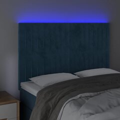 vidaXL gultas galvgalis ar LED, 144x5x118/128 cm, tumši zils samts цена и информация | Кровати | 220.lv