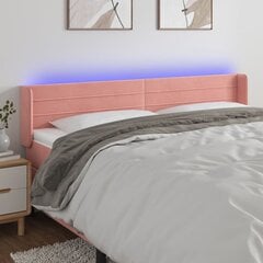 vidaXL gultas galvgalis ar LED, 183x16x78/88 cm, rozā samts cena un informācija | Gultas | 220.lv