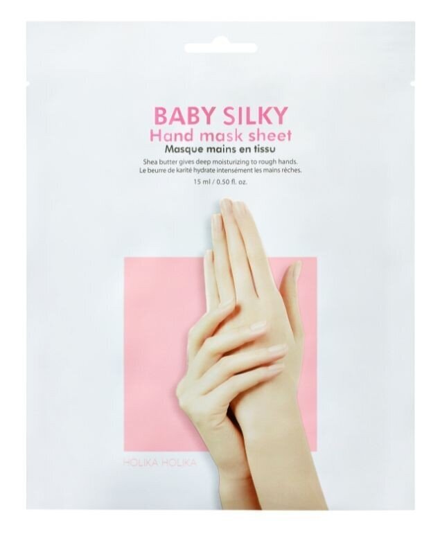 Atjaunojoša un mitrinoša maska ​​rokām Holika Holika Baby Silky Hand Mask Sheet, 15,1 ml cena un informācija | Ķermeņa krēmi, losjoni | 220.lv