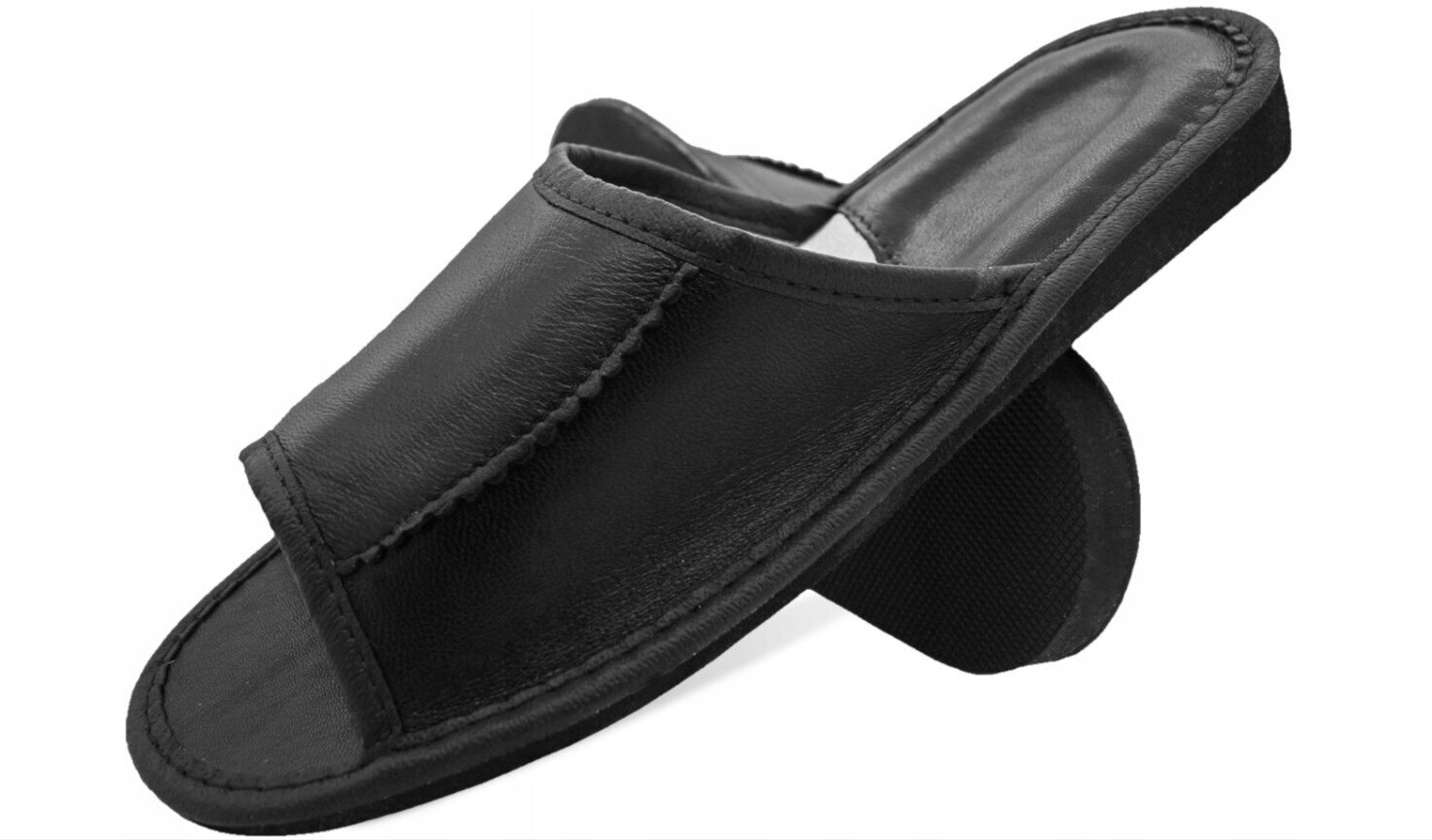 Vīriešu flip-flops no teļa ādas "Black" cena un informācija | Vīriešu iešļūcenes, čības, sandales | 220.lv