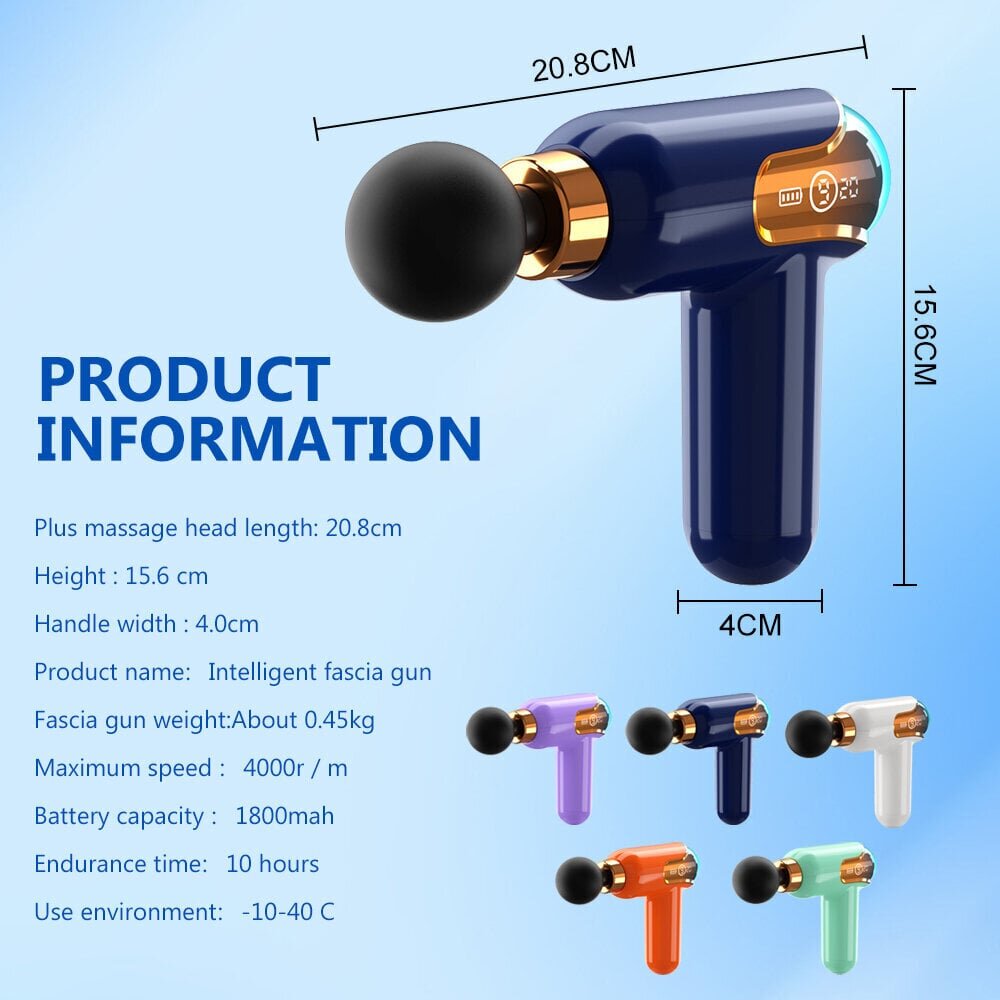 Bezvadu masāžas triecienpistole; Muskuļu masieris ar 4 uzgaļiem; Masāžas pistole; Massage gun LIVMAN LC-002 cena un informācija | Masāžas ierīces | 220.lv