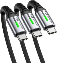 INIU кабель USB-C на USB-A, 0.5м/1м/3м, 3 шт. цена и информация | Кабели для телефонов | 220.lv