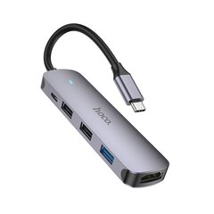 Адаптер Hoco HB27 Type-C Multi-Function Converter HDMI+USB3.0+USB2.0*2+PD серый цена и информация | Адаптеры и USB разветвители | 220.lv