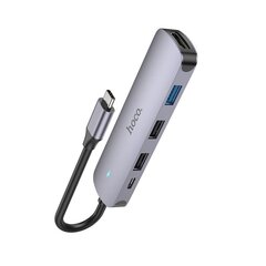 Адаптер Hoco HB27 Type-C Multi-Function Converter HDMI+USB3.0+USB2.0*2+PD серый цена и информация | Адаптеры и USB разветвители | 220.lv