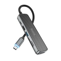 Адаптер Hoco HB24 Easy Display Type-C to HDMI+USB3.0+USB2.0+SD+TF+PD серый цена и информация | Адаптеры и USB разветвители | 220.lv