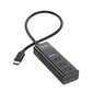 USB centrmezgls Hoco HB25 Easy mix 4-in-1 converter Type-C to 1xUSB3.0+3xUSB2.0 melns cena un informācija | Adapteri un USB centrmezgli | 220.lv