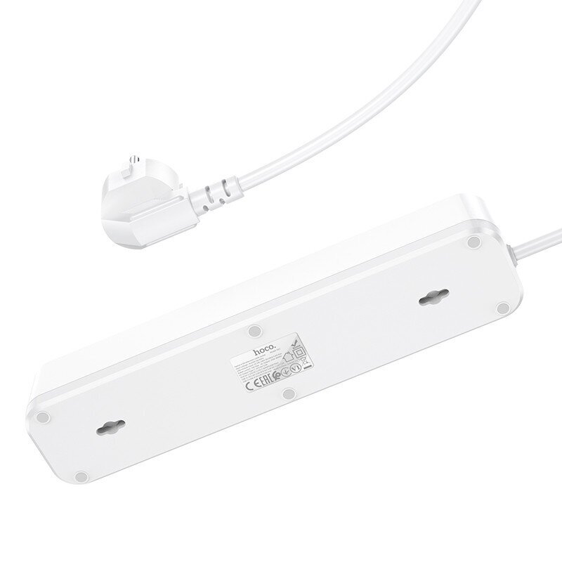 Pagarinātāja kabelis Hoco NS1 Aura 4 sloti + 2xUSB-A + Type-C 1.8m balts цена и информация | Pagarinātāji | 220.lv