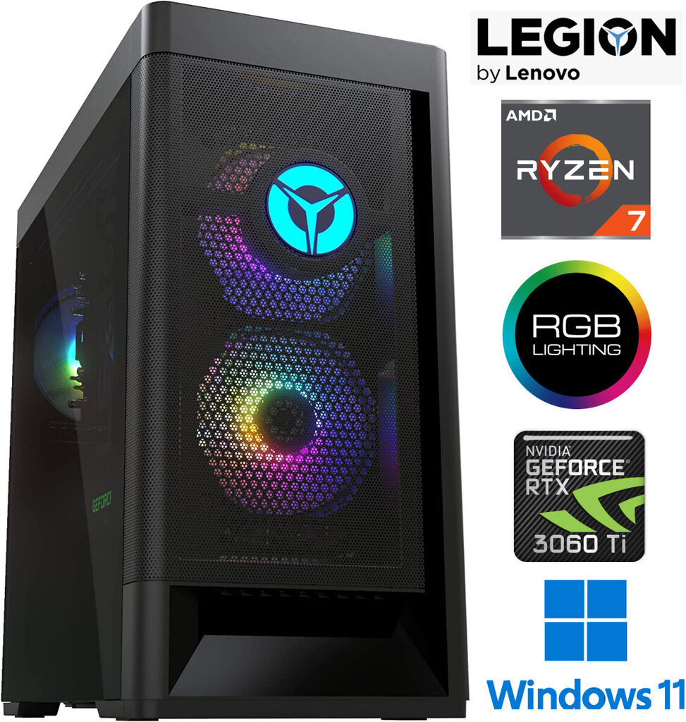 Stacionārais dators Legion T5 MT Ryzen 7 5800 16GB 512 SSD HDD RTX 3060 Windows 11 cena un informācija | Stacionārie datori | 220.lv