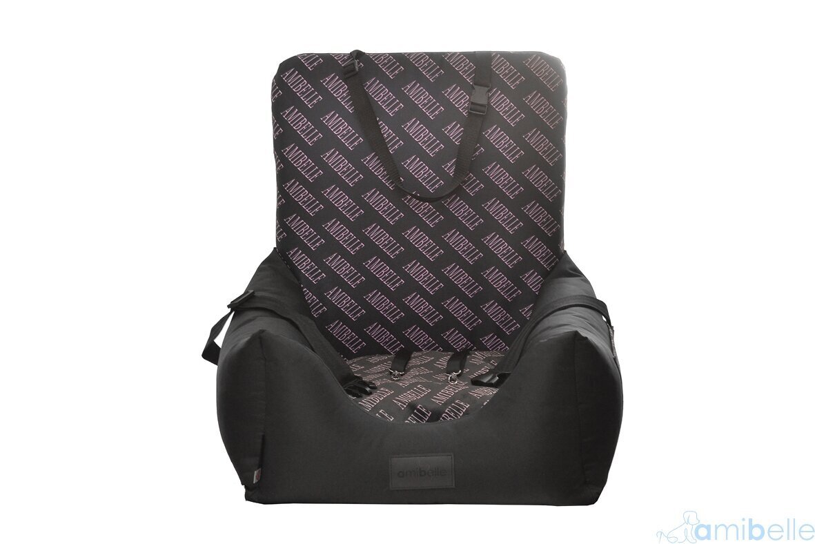 Automašīnas krēsliņš mājdzīvniekam Amibelle Lady Print, melns/rozā cena un informācija | Ceļojumu piederumi | 220.lv