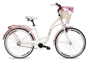 Велосипед Goetze 26 1SP с плетеной сумкой и вкладышем, белый/розовый цвет цена и информация | Велосипеды | 220.lv