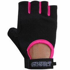 Treniņu cimdi Chiba Summertime Gloves, melni/rozā (M) цена и информация | Перчатки для турника и фитнеса | 220.lv