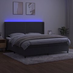 vidaXL atsperu gulta ar matraci, LED, tumši pelēks samts, 200x200 cm цена и информация | Кровати | 220.lv