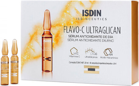 Isdin Flavo C Ultraglican 10 Ampules cena un informācija | Serumi sejai, eļļas | 220.lv