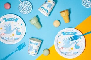 Одноразовые бумажные тарелки Baby Shower «It`s a Boy», 18 см, 6 шт, 8228 цена и информация | Праздничная одноразовая посуда | 220.lv