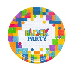 Одноразовые бумажные тарелки Block Party, 18 см, 6 шт, 9401 цена и информация | Праздничная одноразовая посуда | 220.lv