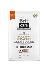 Brit Care Dog show champioon sausā suņu barība ar lasi un siļķi, 3 kg (jauns iepakojums) цена и информация | Сухой корм для собак | 220.lv