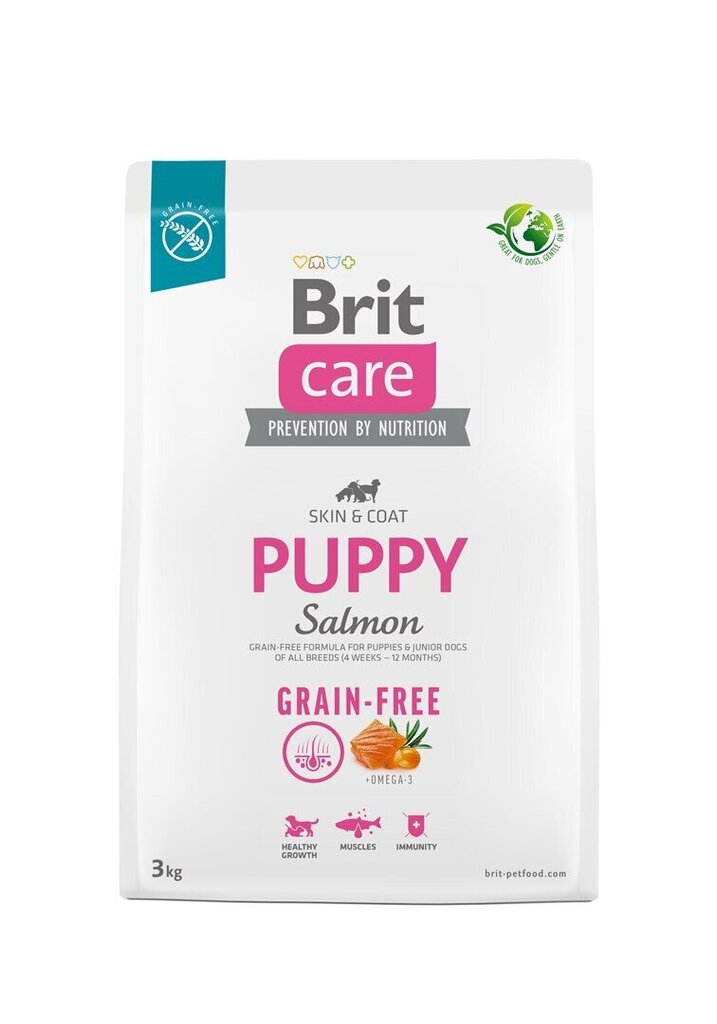 BritCare Grain-free sausā barība visu šķirņu kucēniem un jauniem suņiem, 3 kg (jauns iepakojums) cena un informācija | Sausā barība suņiem | 220.lv