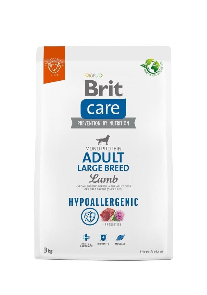 Brit Care Hypoallergenic lielu šķirņu suņiem ar jēru, 3 kg (jauns iepakojums) cena un informācija | Sausā barība suņiem | 220.lv