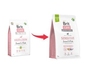 Brit Care корм для взрослых собак всех пород с насекомыми и рыбой, 3 кг (новая упаковка) цена и информация | Сухой корм для собак | 220.lv