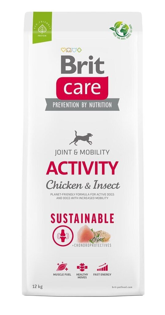 Brit Care visu šķirņu aktīviem suņiem ar vistu un kukaiņiem, 12 kg (jauns iepakojums) cena un informācija | Sausā barība suņiem | 220.lv