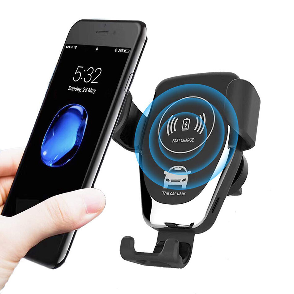 2in1 telefona turētājs un bezvadu lādētājs automašīnai; Mašīnas telefona turētājs un bezvadu lādētājs; Car phone holder and charger, LIVMAN D-01 cena un informācija | Auto turētāji | 220.lv