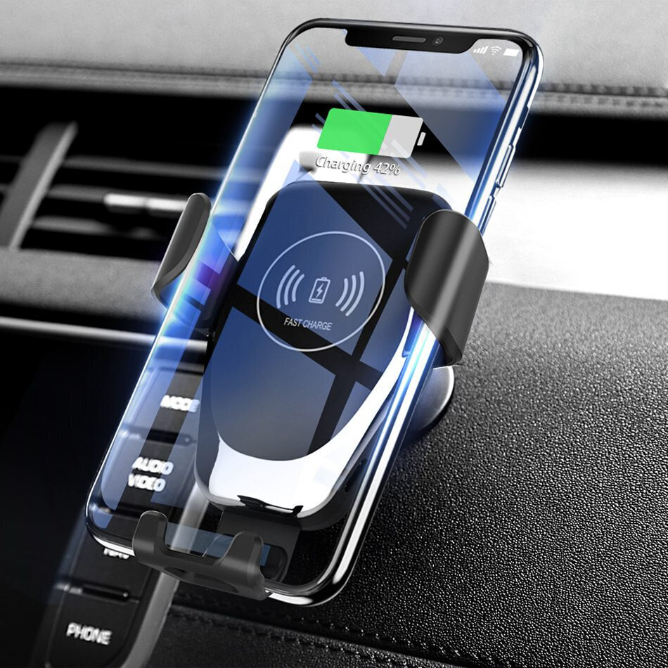 2in1 telefona turētājs un bezvadu lādētājs automašīnai; Mašīnas telefona turētājs un bezvadu lādētājs; Car phone holder and charger, LIVMAN D-01 cena un informācija | Auto turētāji | 220.lv