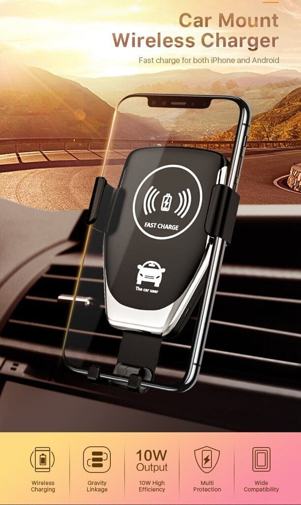 2in1 telefona turētājs un bezvadu lādētājs automašīnai; Mašīnas telefona turētājs un bezvadu lādētājs; Car phone holder and charger, LIVMAN D-01 цена и информация | Auto turētāji | 220.lv