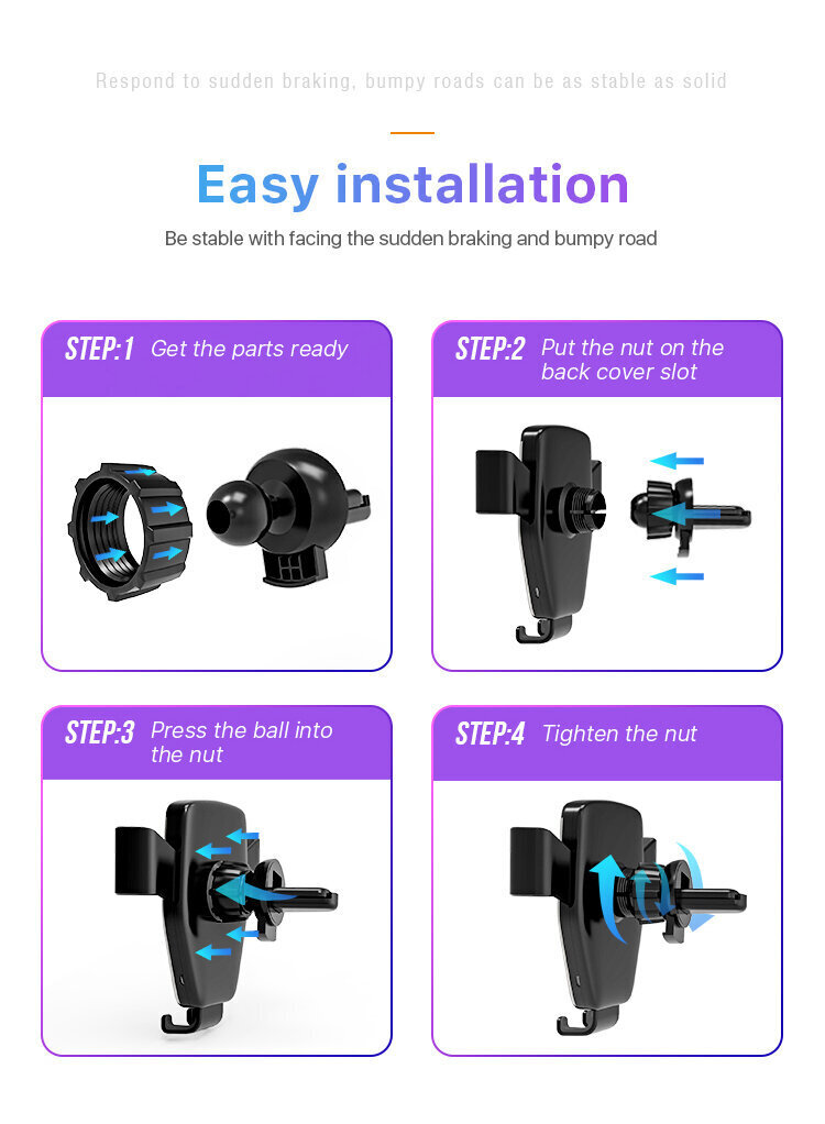 2in1 telefona turētājs un bezvadu lādētājs automašīnai; Mašīnas telefona turētājs un bezvadu lādētājs; Car phone holder and charger, LIVMAN D-01 cena un informācija | Auto turētāji | 220.lv