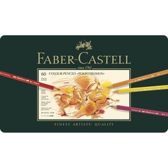 Zīmuļu komplekts metāla kārbā, Faber-Castell Polychromos, 60 krāsas cena un informācija | Modelēšanas un zīmēšanas piederumi | 220.lv