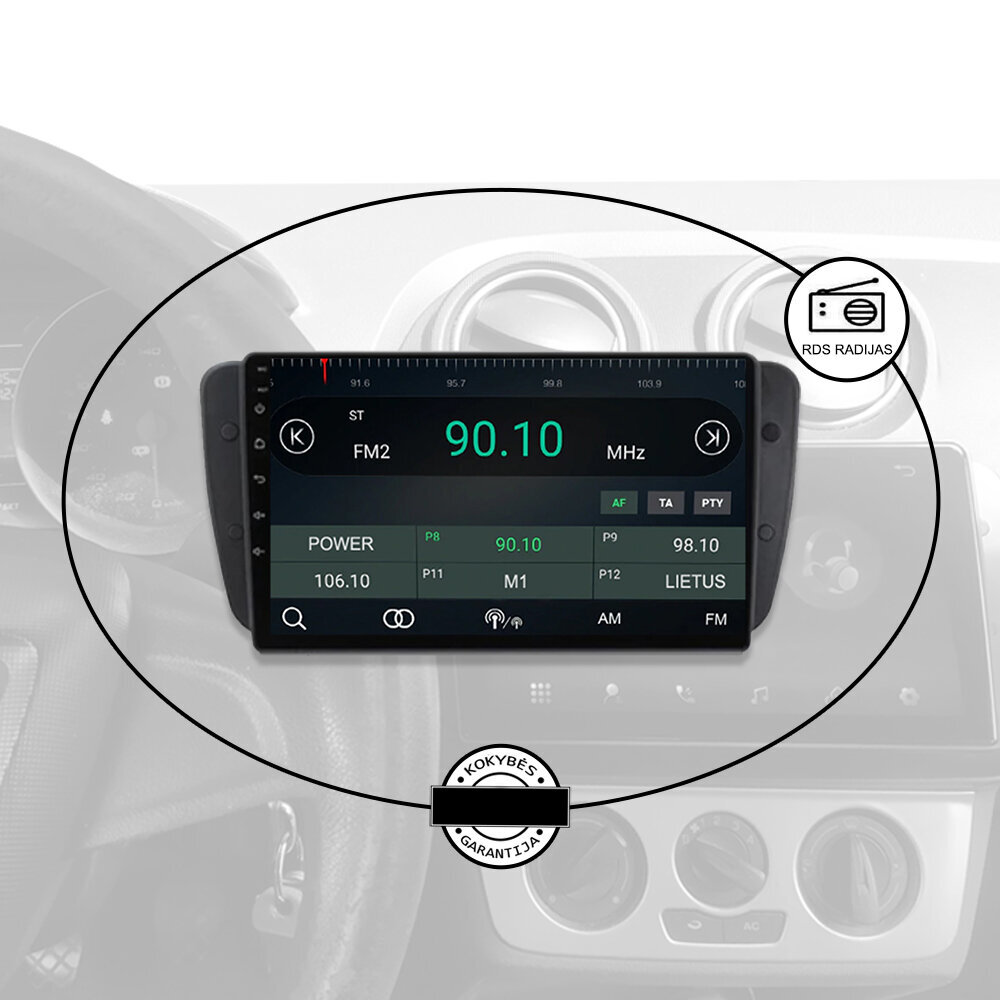 SEAT IBIZA 2009-13 Android multivides 9" ekrāns Auto radio GPS/WIFI/Bluetooth цена и информация | Auto magnetolas, multimedija | 220.lv