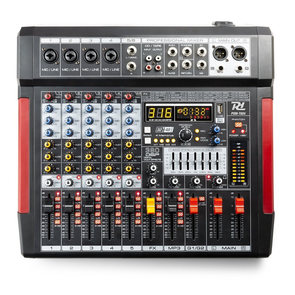 PDM-T604 Stage Mixer 6-Channel DSP/MP3 cena un informācija | Dj pultis | 220.lv