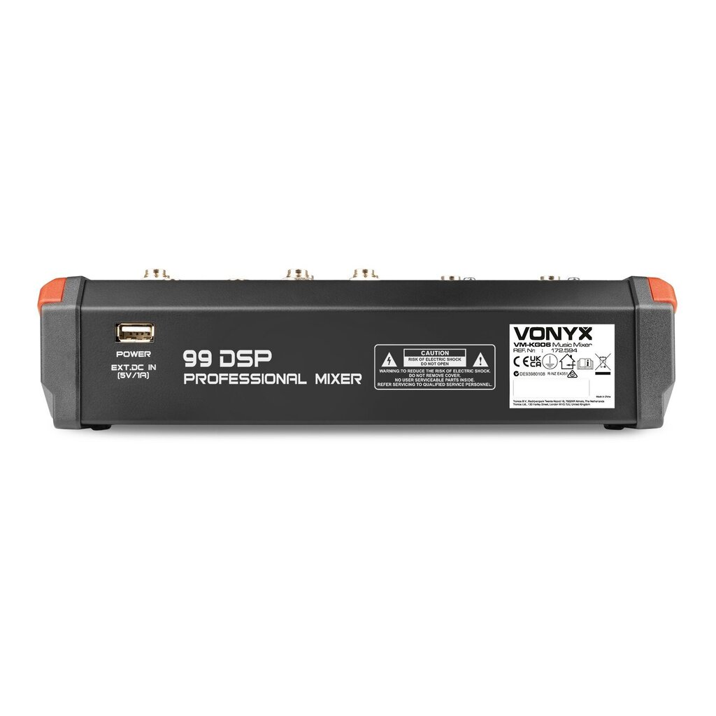 Vonyx VM-KG06 mūzikas mikseris 6 kanālu BT/DSP/USB interfeiss цена и информация | Dj pultis | 220.lv