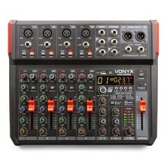 Vonyx VM-KG08 mūzikas mikseris 8 kanālu BT/DSP/USB interfeiss цена и информация | DJ пульты | 220.lv