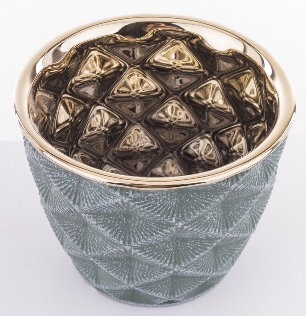 Keramikas puķu pods 14x11(A) cm, zaļš/zeltaini cena un informācija | Puķu podi | 220.lv