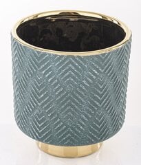 Keramikas puķu pods 14x15(A) cm, zaļš/zeltaini cena un informācija | Puķu podi | 220.lv