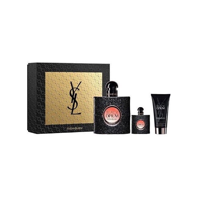 Dāvanu komplekts sievietēm Yves Saint Laurent Black Opium: smaržas EDP 50 ml + EDP 7,5 ml + ķermeņa losjons 50 ml cena un informācija | Sieviešu smaržas | 220.lv