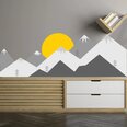 Vinila sienas uzlīme Mountains un Sun Mountain ainavas uzlīmes interjera dekors bērnu istabai — 200 x 66 cm