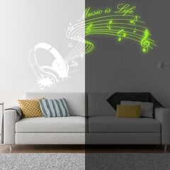 Gaismas mūzikas stila vinila sienas uzlīme, atstarojoša mūzika, austiņu uzlīme — 160 x 109 cm cena un informācija | Dekoratīvās uzlīmes | 220.lv