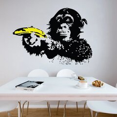 Vinila sienas uzlīme Banksy Monkey ar banānu grafiti interjera dekoru — 100 x 68 cm cena un informācija | Dekoratīvās uzlīmes | 220.lv