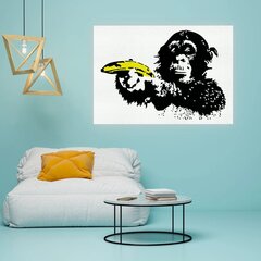 Apdrukāts kanvas sienas zīmējums Banksy Monkey ar banānu grafiti interjera dekoru — 100 x 68 cm cena un informācija | Gleznas | 220.lv