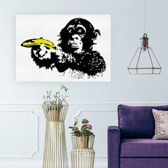Печатный холст на стену Banksy обезьяна с бананом Граффити декор интерьера - 100 х 68 см цена и информация | Картины | 220.lv