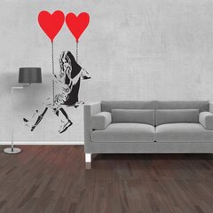 Виниловая наклейка на стену  Banksy граффити - девочка с шарами в виде сердец Декор интерьера - 120 х 81 см цена и информация | Декоративные наклейки | 220.lv