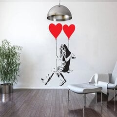 Banksy grafiti vinila sienas uzlīme — meitene ar sirds baloniem, interjera dekors — 120 x 81 cm cena un informācija | Dekoratīvās uzlīmes | 220.lv