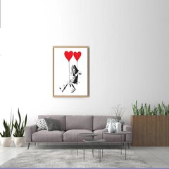 Sienas plakāts Banksy Graffiti — meitene ar sirds baloniem, interjera dekors — 120 x 81 cm cena un informācija | Dekoratīvās uzlīmes | 220.lv