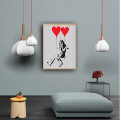 Sienas plakāts Banksy Graffiti — meitene ar sirds baloniem, interjera dekors — 120 x 81 cm цена и информация | Декоративные наклейки | 220.lv