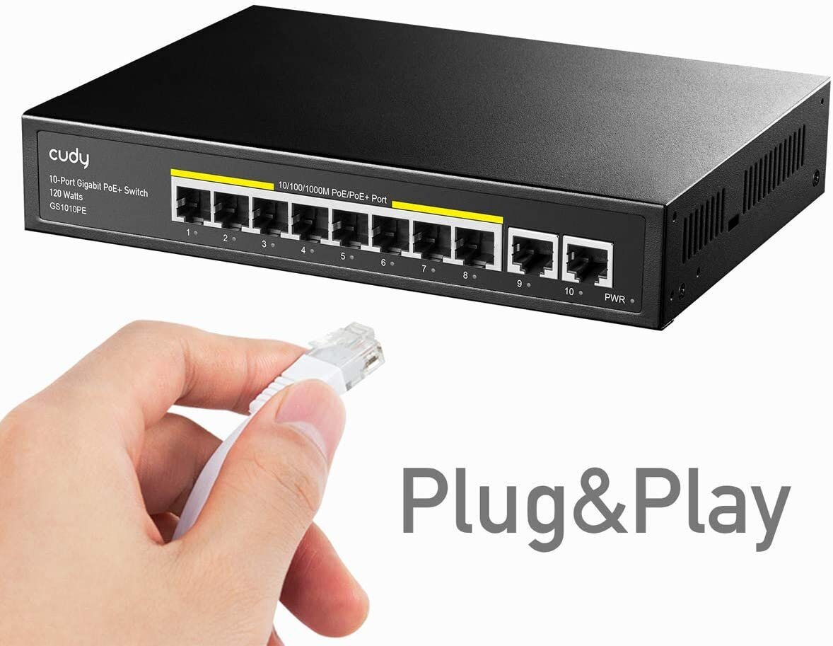 Cudy GS1010PE 8 portu Gigabit PoE slēdzis, 120 W cena un informācija | Komutatori (Switch) | 220.lv