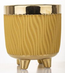 Keramikas puķu pods 13,5x14,5(A) cm, dzeltens/zeltaini cena un informācija | Puķu podi | 220.lv
